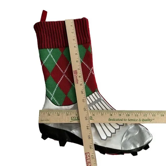 Golf Shoe Christmas Stocking Argyle Knit Sock Golf Spike Tassles Kilties Xmas - Picture 2 of 3